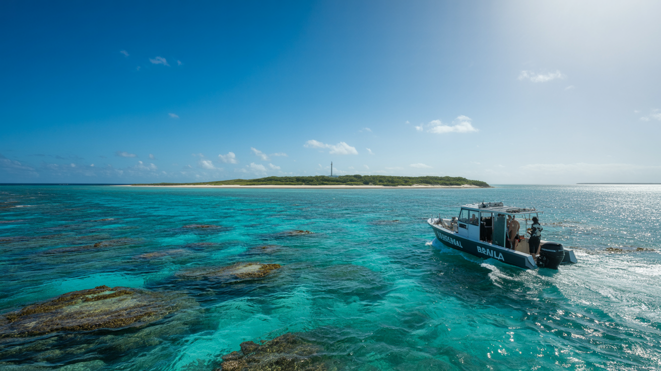 chegando em Abrolhos de barco