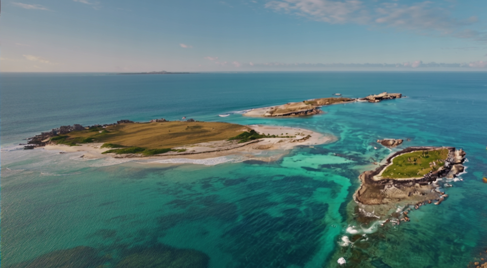 Vista aérea da Ilha de Abrolhos na Bahia, um paraíso do ecoturismo no Brasil.